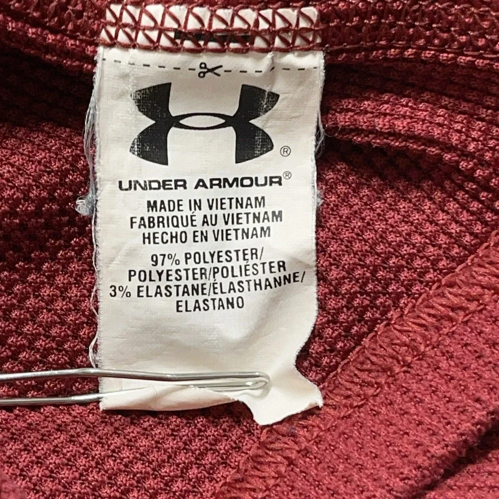 Under Armour Mens Loose Fit Cold Gear Waffle Knit Base Layer Shirt Red L Utility